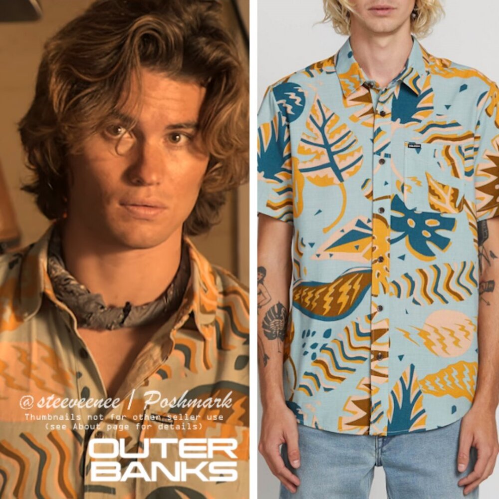 Volcom Scrap Floral Shirt in Sea Glass ASO John B in Outer Banks